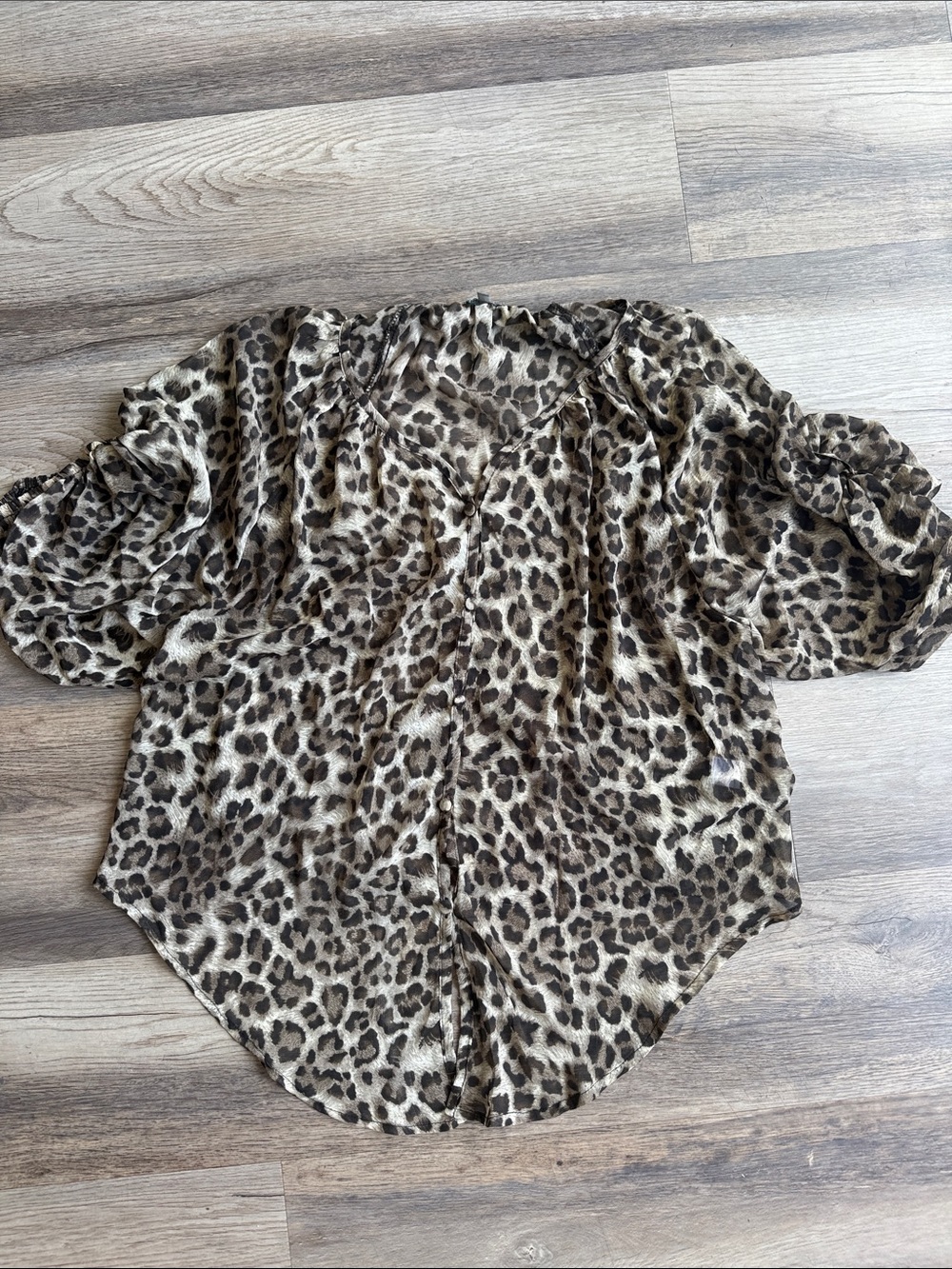 Leopard Print button down Women's Blouse - Taupe